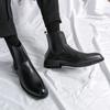 Classic Men Chelsea Boots Pointed Toe Ankle Boots British Style Business Dress Shoes Casual Boots High Top Slip on Leather Shoes