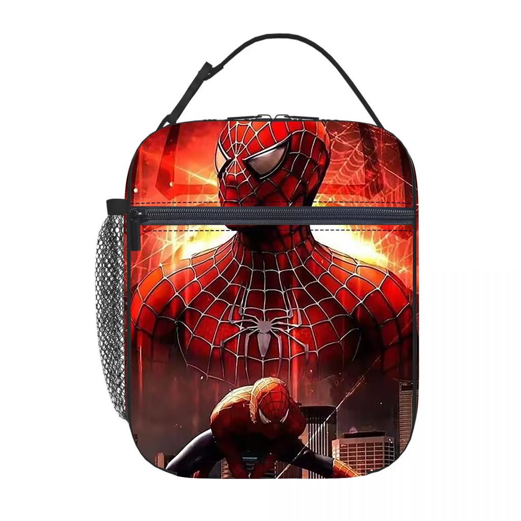 Spider-Man Cartoon Anime Lunch Bento Bag Children'S Fully Printed 3D Digital Insulation Bag Portable Outdoor Picnic Bag