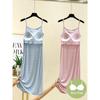 Chest Pad Modal Suspender Skirt Plus Size Slimming Chest Cotton One-Piece Bottoming Underdress Ice Silk Stripe Mid-Length Nightdress