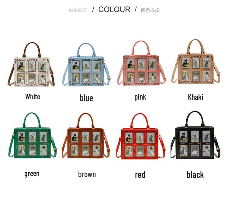 Fashionable Women's Tote Bag with Unique Cat Elf Illustrations and Adjustable Strap