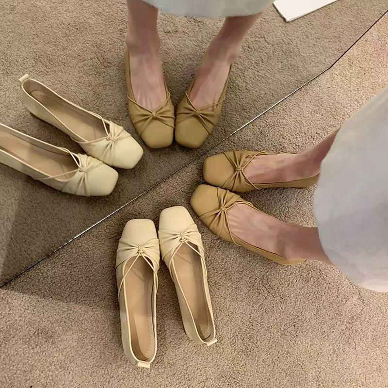 Mary Jane fairy with skirt single shoes girl 2025 new summer shallow mouth evening breeze flat bottom one pedal grandma laden shoes