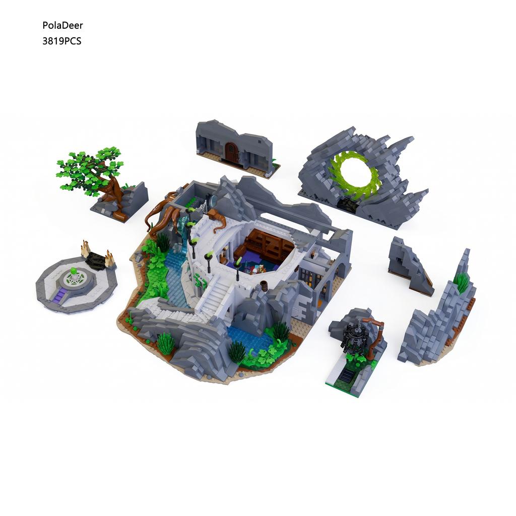 PolaDeer DIY 3819PCS MOC The Portal of Shadows Mountain architecture Building Block Assembly Model Toy Birthday Gift