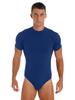 Men Crew Neck Short Sleeve Leotard Undershirt Press Button Crotch Bodysuit Casual Solid Color Skinny Jumpsuit for Daily Wear Layering