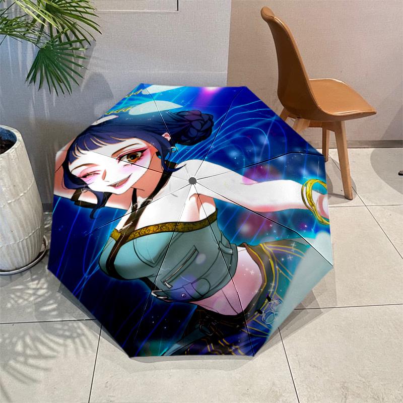 KPop Demon Hunters ZOEY Umbrella with Automatic Open/Close & Self-8-Rib Heavy-Duty Umbrella, Compact Travel Umbrella Suitable for Outdoor