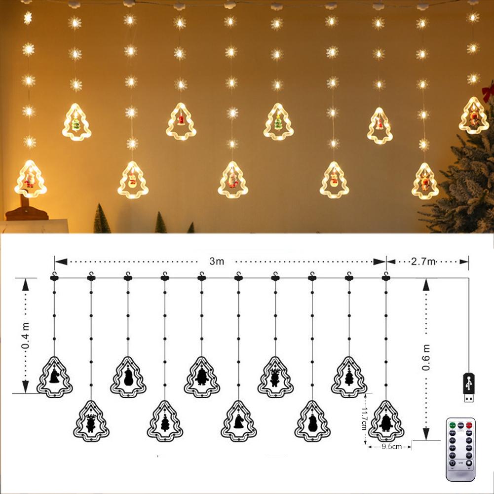1set Christmas Stars LED String Lights USB Operated Xmas Hanging Lights with Remote Christmas Decorative Lights Indoor Decoratio