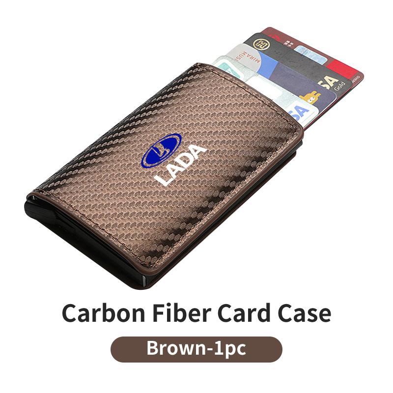 Carbon Fiber Pattern Auto Pop-up Card Case Bank Cardholder For Lada Priora Sedan Sport Granta Vesta Niva o Largus Vaz Samara 2111