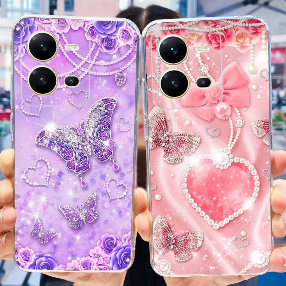 For Vivo V25 5G Case Vivo V25e V 25 25E 4G V2202 V2201 Cute Panda Flower Pattern Soft Silicone TPU Phone Cases