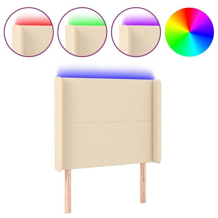 VidaXL Tête de Lit à LED Meuble de Chambre à Coucher Accessoire de Lit Simple Tête de Cadre de Lit Intérieur Crème 3123747