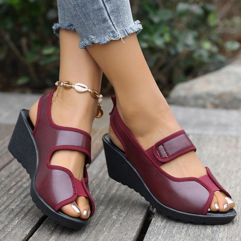 Fashion 2025 Summer Peep Toe Women's Sandals Fashion Elastic Band New Casual Comfortable Plus Size Best Seller Wedge Sandals Zapatos