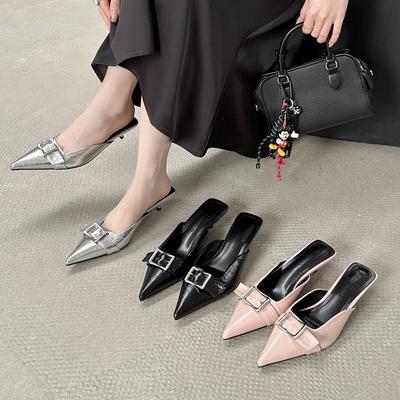 Outer Slippers Spring New Thin Heels Bag Head High Heels Women's Summer Pointed Sandals