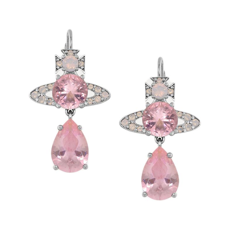 VIVIENNE WESTWOOD Symmetrical Composition Brass Earrings Women Earrings Silver Pink 6202015N-02P652