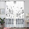 2pcs,2D Plane Printing Print Curtains Classic Piano & Musical Notes Versatile Polyester Fabric (without Rod) Festive for