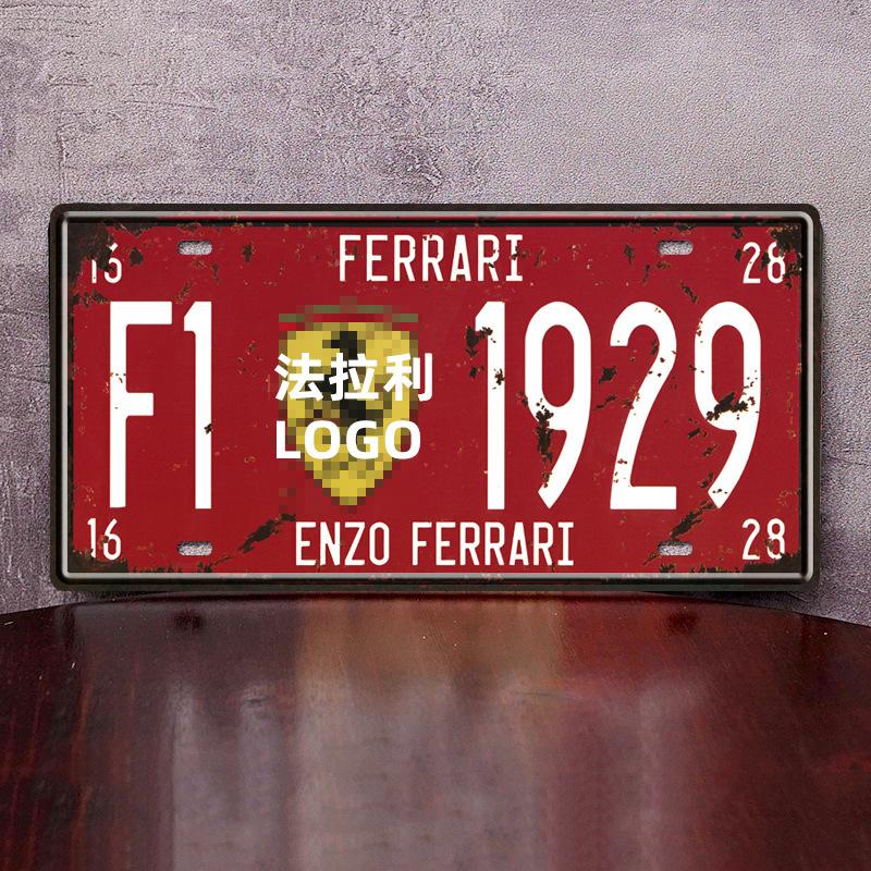 Retro Tin License Plate Decorative Painting Plaque Industrial Style Pendant For Ferrari GT4 GTB GTS F355 Modena F430 GTB Tributo HL5