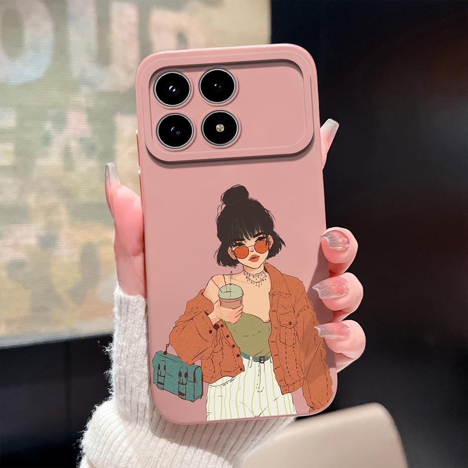 For Xiaomi Poco F8 Pro Ultra Cases Pretty Sweet Girls Liquid Silicone Full Protective Bumper Cover For Poco F8Pro F8Ultra Fundas