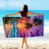 Extra Large Microfiber Beach Towel & Mat, Tropical Sunset Palm Print, Quick Dry Durable for Pool Yoga Camping Travel