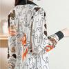Fashion Printed Shirt  Spring Autumn Commute Single-breasted Casual Korean Polo-Neck Spliced Women's Clothing Loose Blouse