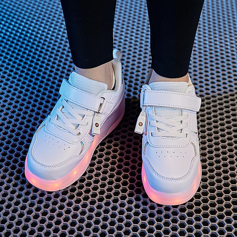 28-38 Children's Plus Size Two Wheels Disassembled Into Flat Sports Shoes LED Illuminated Sports Shoes Children's Shoes Board Shoes