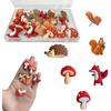 30 Forest Animal Drawing Pin, Resin Squirrels, Foxes, Owls, Mushrooms, Cute Push P, Decorative Items, Soft Wooden Board Drawing Pin for Bulletin