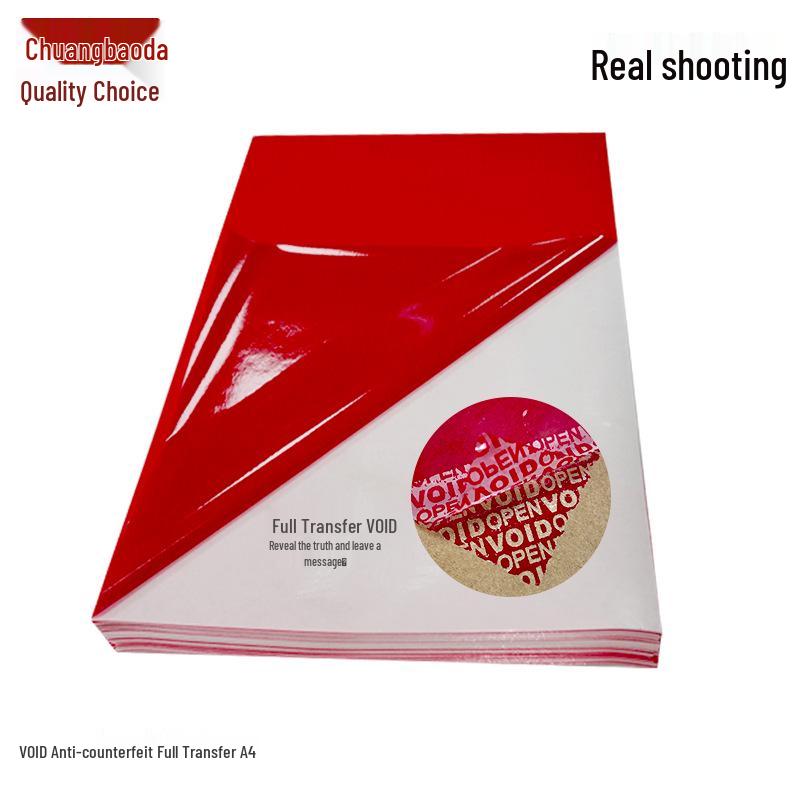 Anti-Counterfeit Red VOID Sticker - Text Revealing Full Transfer Seal