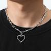 Heart Design Red Stone Hand Bone Shape Chain Women Men Necklace Ins Design Heart Charm Korean Chain Men Women Necklace