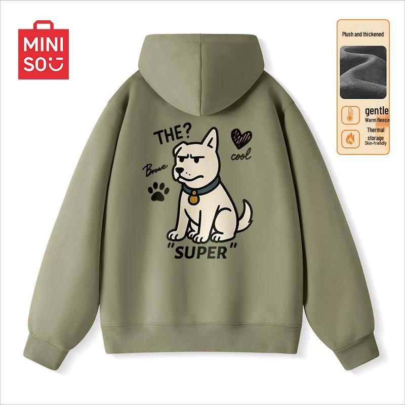 

MINISO Men s Retro Oversized Fleece-Lined Hoodie L