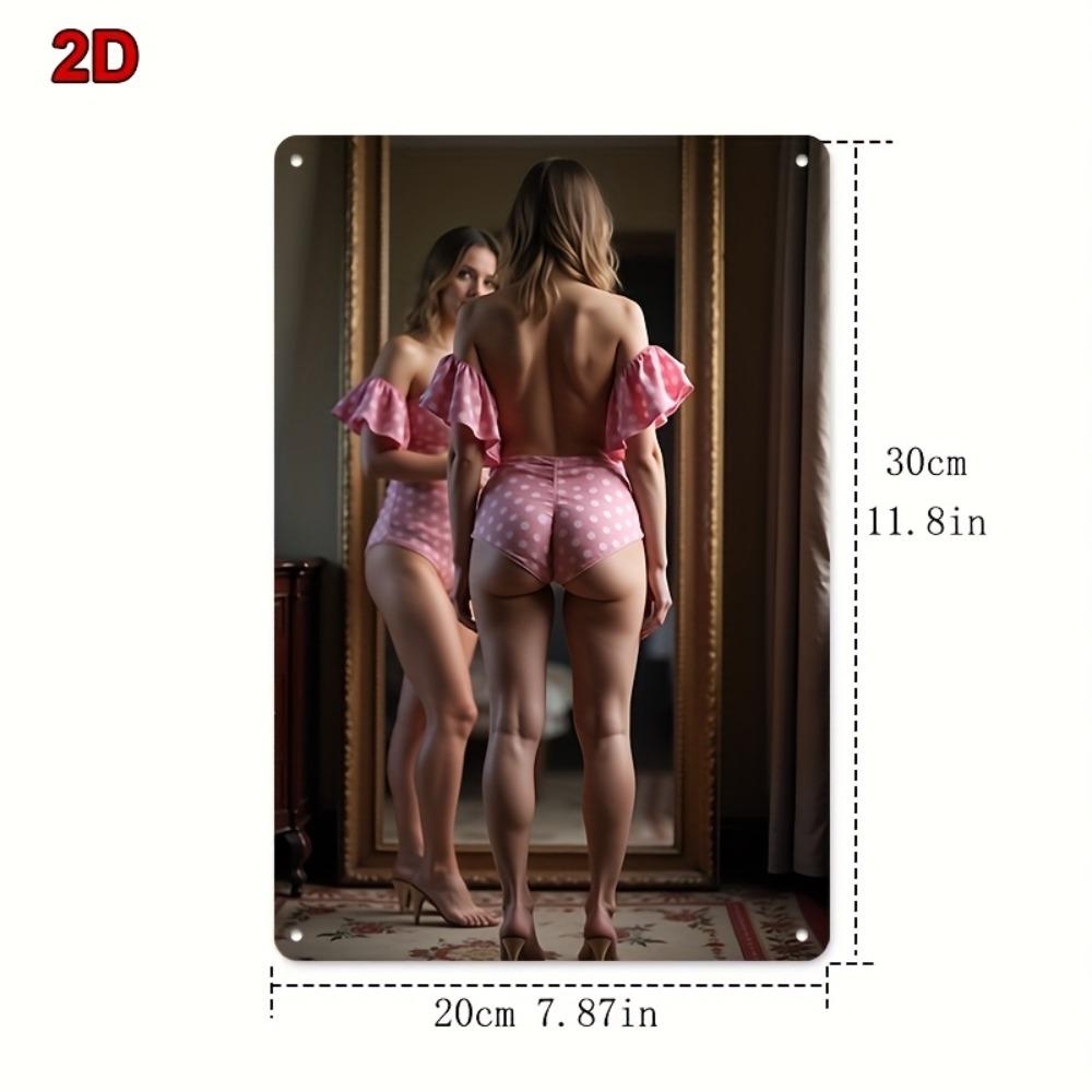 Винтажная металлическая жестяная табличка 8x12 дюймов, Силуэт элегантной леди, Ретро декор для стен для спальни, кафе, Ручная работа 20x30cm（7.8x11.8inch）