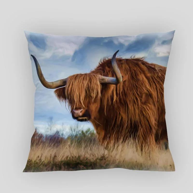 Highland Cow Pillow Cover Customize Pillowcase Modern Home Decorative Pillow Case For Living Room 45X45cm,40X40cm