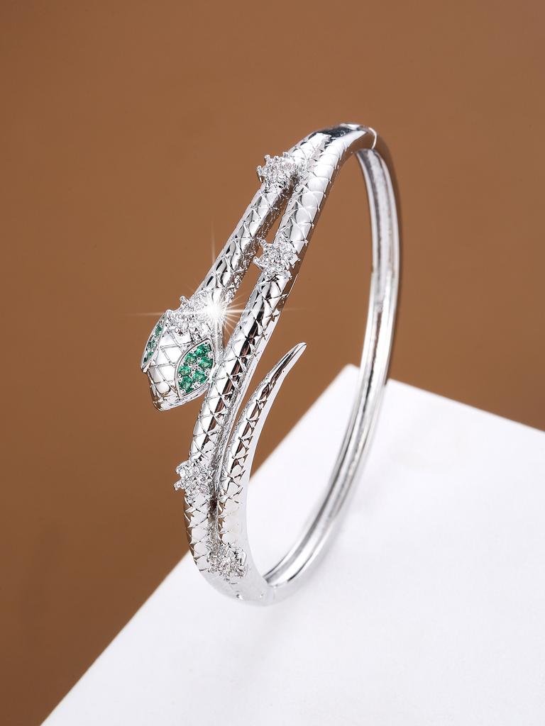 Personality Animal Snake-Shaped Design Synthetic Zirconia Women's Bracelet for Banquet Gift Jewelry Accessories