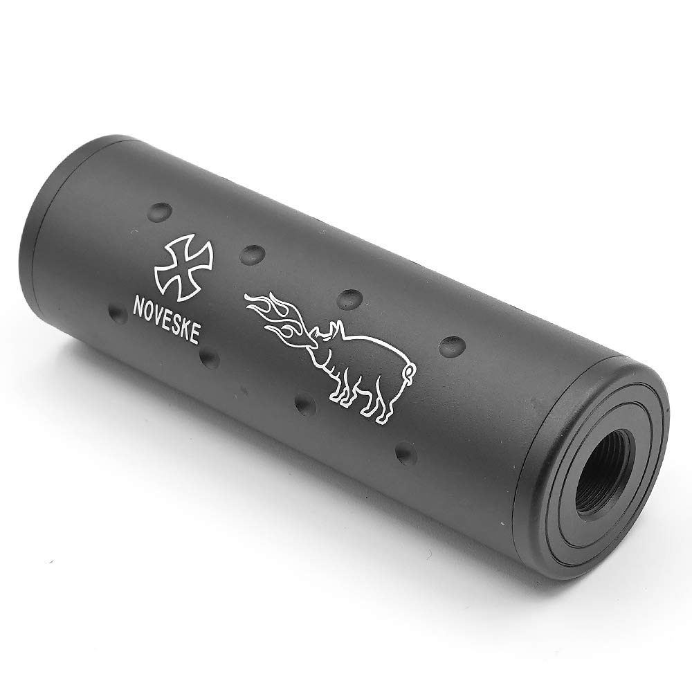 Ryohin Buhin 14mm Right-Handed/Clockwise Compatible Short Suppressor with NOVESKE Stamp, Compatible with 108mm Handguns and Pistols