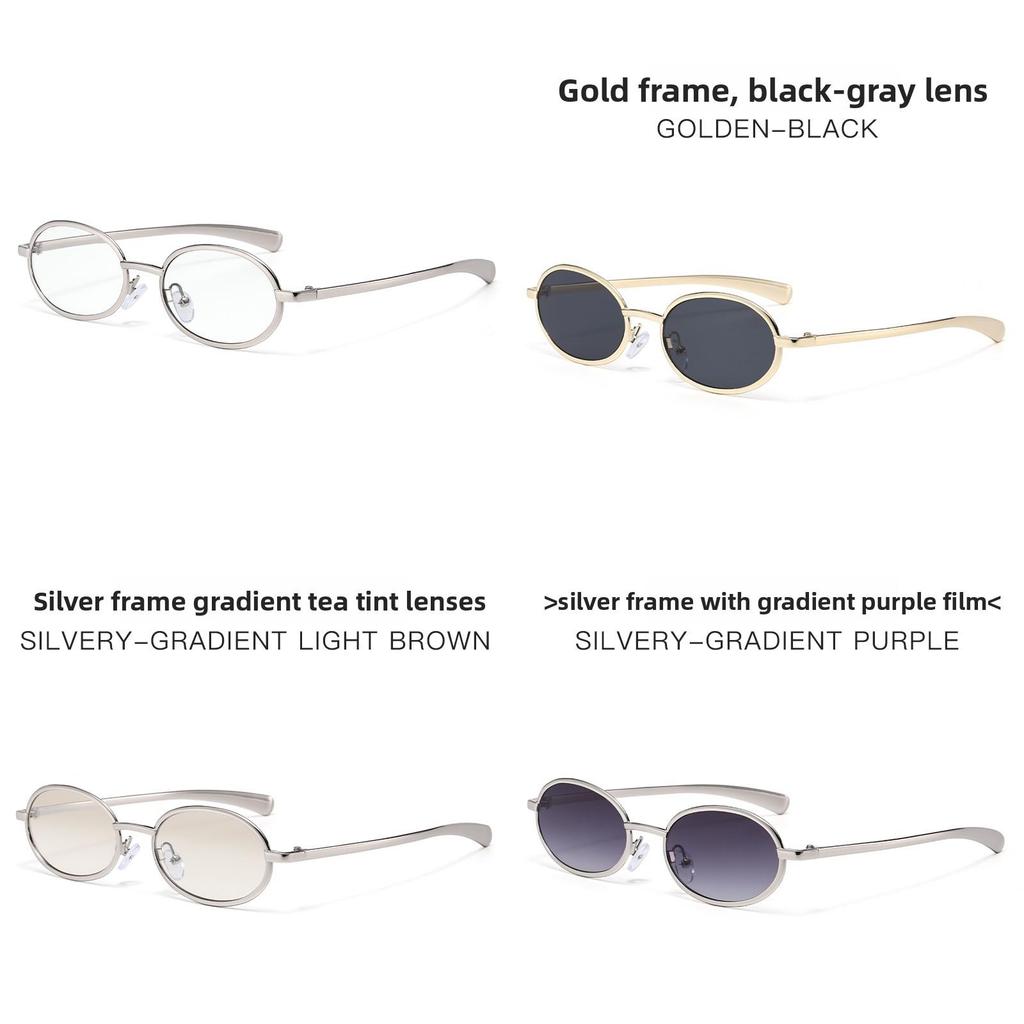 Vintage Metal Oval Sunglasses With Uv400 Protection For Fashionable Men And Women