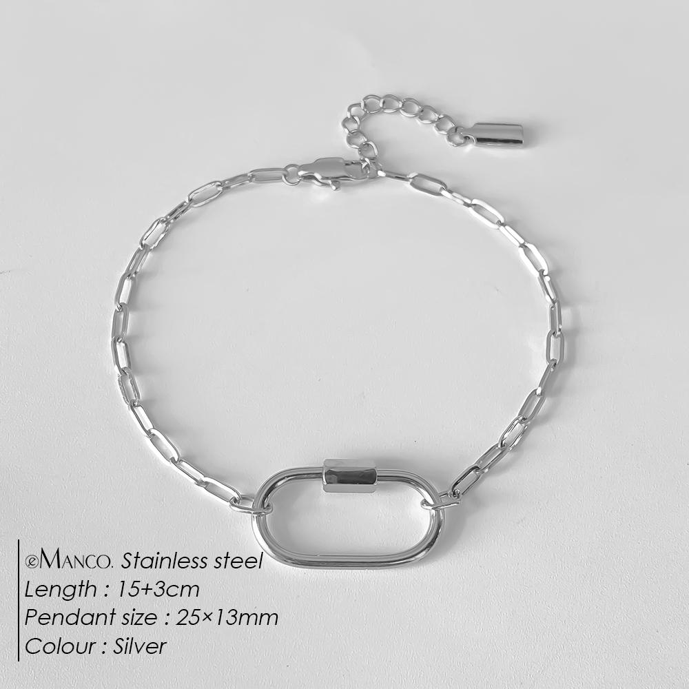 eManco Oval Buckle Heads DIY Chain Pendant Bracelet Stainless Steel Jewelry Design Match Charms Bracelets Women Accessories