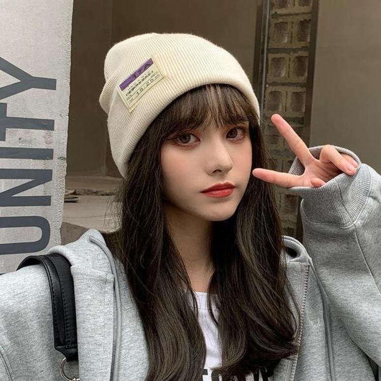 Women's Autumn and Winter Warm Knitted Hat Korean Fashion Japanese Solid Color Warm Hat