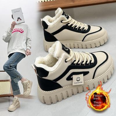High Top Snow Boots Women's Winter Plush Student Cotton Shoes Trendy Thick Soles Casual Sports Shoes