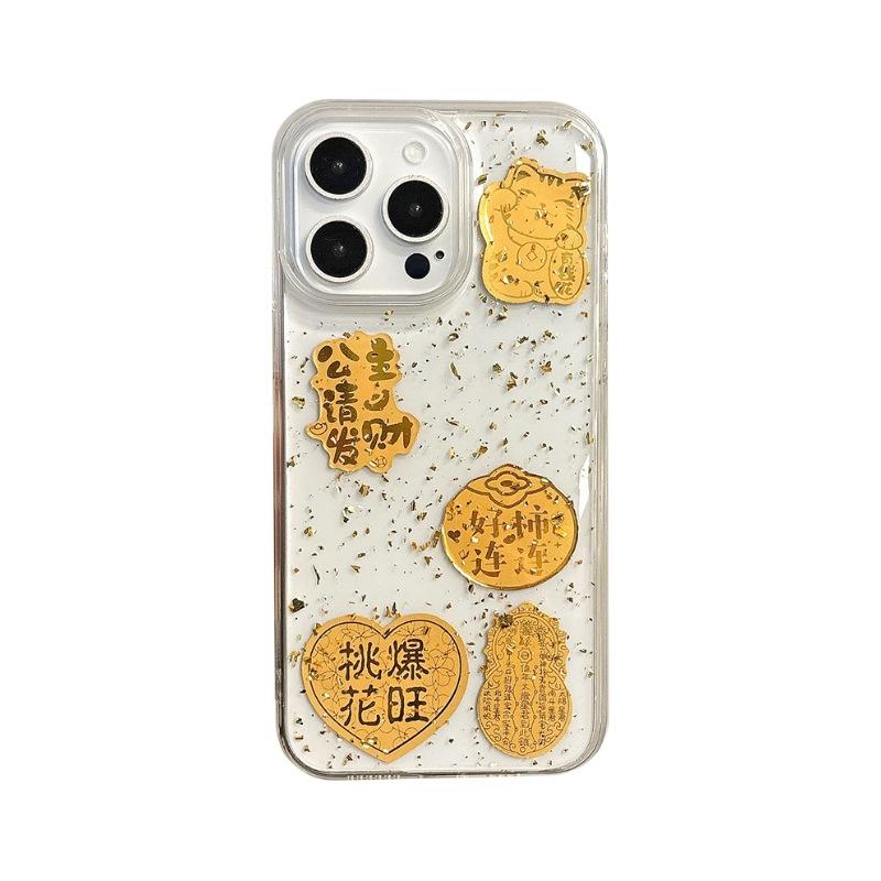 Gold foil iphone11 is suitable for Apple 11pro mobile phone case, Epoxy 11 New Year's fortune protective case 11tpu transparent.
