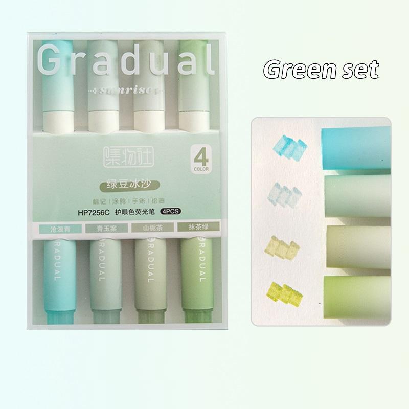 

4pcs Highlighter Pens Set Summer Mild Color Gradual Sunrise Spot Liner Marker for Drawing Painting Office School A7160