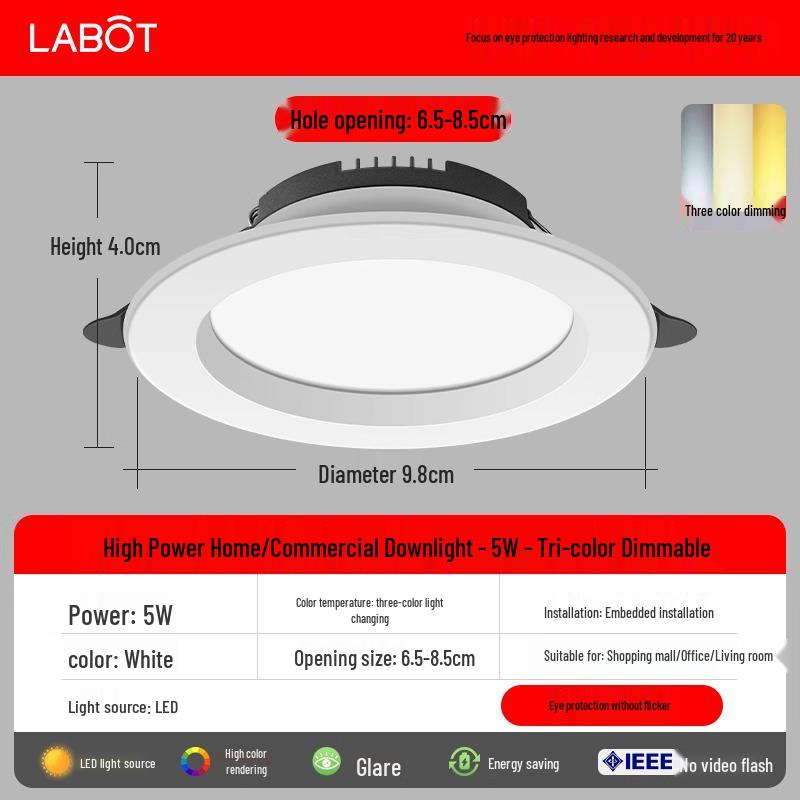 Ultra-Thin LED Recessed Ceiling Downlight for Living Room