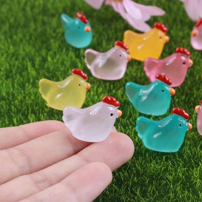 10Pcs Cute Mini Chicken Egg Figurines Micro Landscape Ornaments Resin Crafts For Home Decoration Gardening Decor Accessories