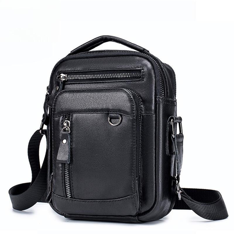Borsa a tracolla a tracolla da uomo in vera pelle Borsa a tracolla vintage in pelle di vacchetta per piccola borsa casual da uomo