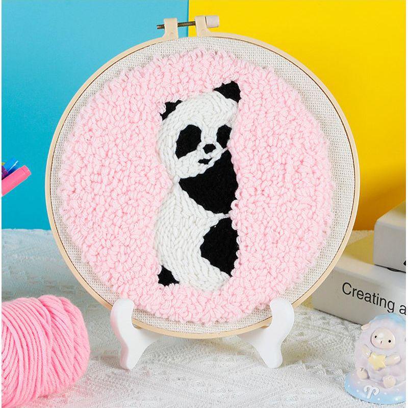 Russian DIY Punch Needle Embroidery Kit: Includes Yarn, Needle, Latch Hook, & Hoop for Knitting & Ornament Crafting