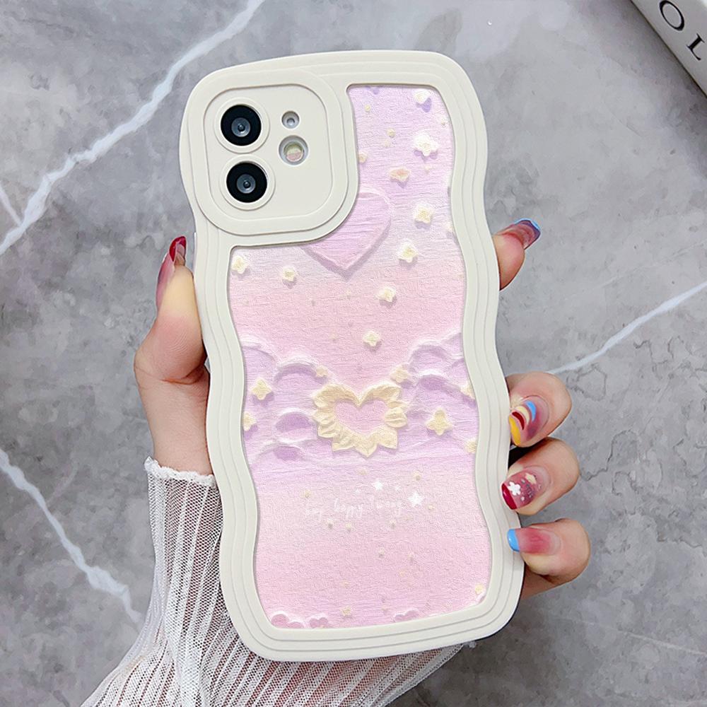 Silicone Phone Case For iPhone 11 6s SE 2020 16 7 8 Plus 13 15 14 Pro Max 12 XR Wave Shockproof Soft Love Heart Cover Funda