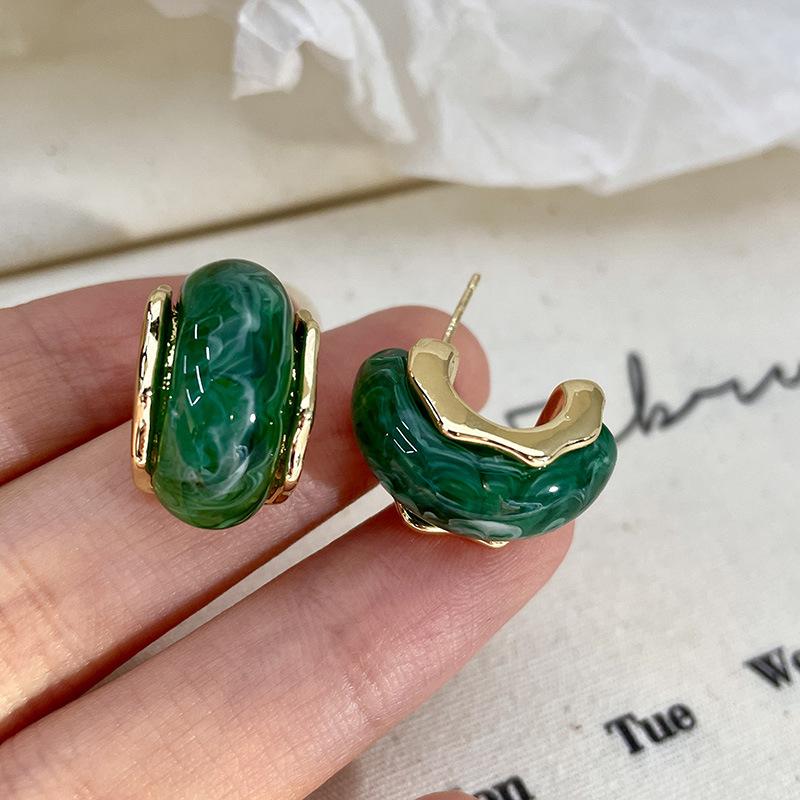 Classic Middle Women Girls Enamel Flower Earrings Ear Clip Vintage Elegant Lady High-end Party Banquet Accessories Jewelry