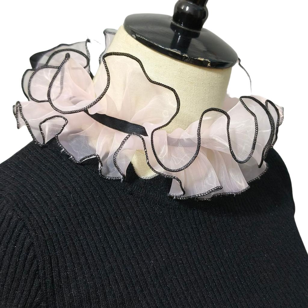 Elizabethan Ruffle False Collar Organza Mesh Neck Ruff Wrist Cuffs for Women Sweater Clothing Decorative Accessory