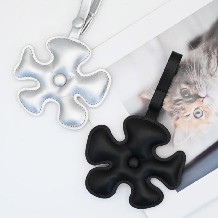 Vibrant Cartoon Style Leather Keyring Five Petal Flower Decoration Practical Key Ring Accessory Gift For Women