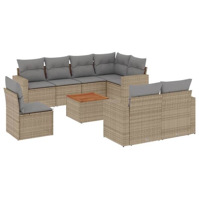 VidaXL Garden Lounge Set with Cushions 9 Pcs, Patio Sofas, Furniture Set, Outdoor Terrace Furniture, Beige 3224218