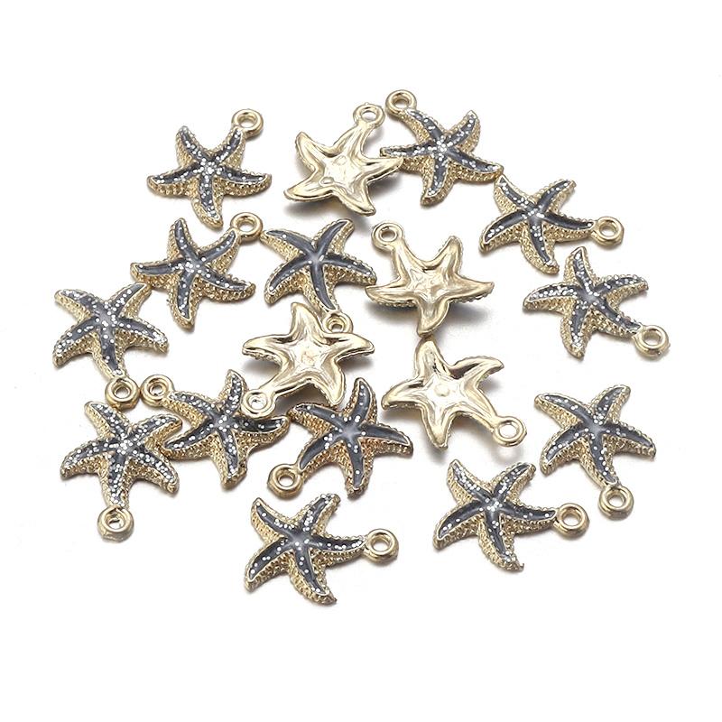 10pcs/Lot Alloy Ocean Starfish Charms Enamel Drip Oil Shell Pendants for Jewelry Making DIY Bracelet Necklace Craft Accessories