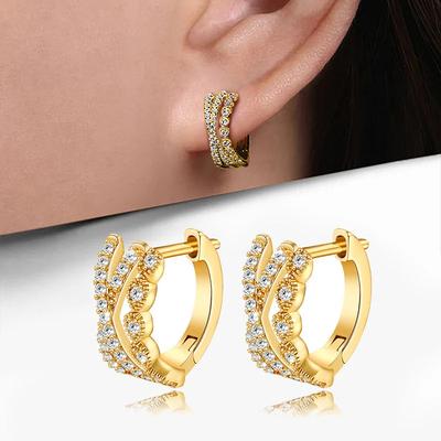 Hollow Cross Earrings for Women Stainless Steel Gold Color Zircon Earrings Female Trend Couple Wedding  Femme