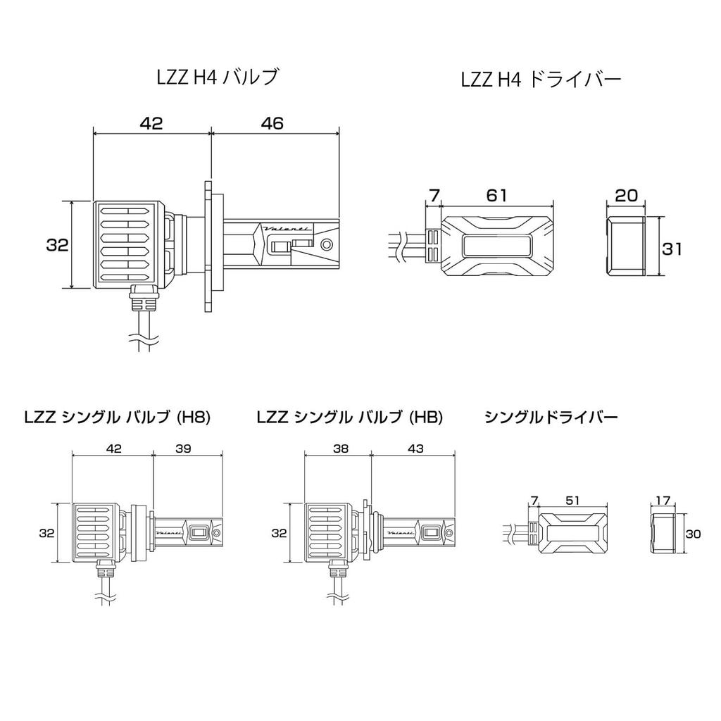 VALENTI Valenti Jewel LED Scheinwerfer LZZ Fahrzeugprüfung LZZ11 H4HL Packung mit 2 Glühbirnen, Serie, Konform, 6000K, [LZZ11-H4HL-60]