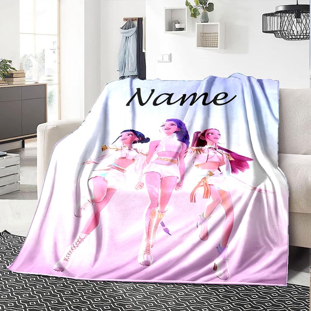 Customizable KPop Demon Hunters31 Throw Blanket – Personalized Name, All-Season Cozy Snug Blanket, Machine Washable, Personalized Blanket