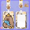 Capybara Cartoon Card Holder With Easy Pull Clip Retractable Neck Lanyard Student Card Work Card Traffic Card Holder