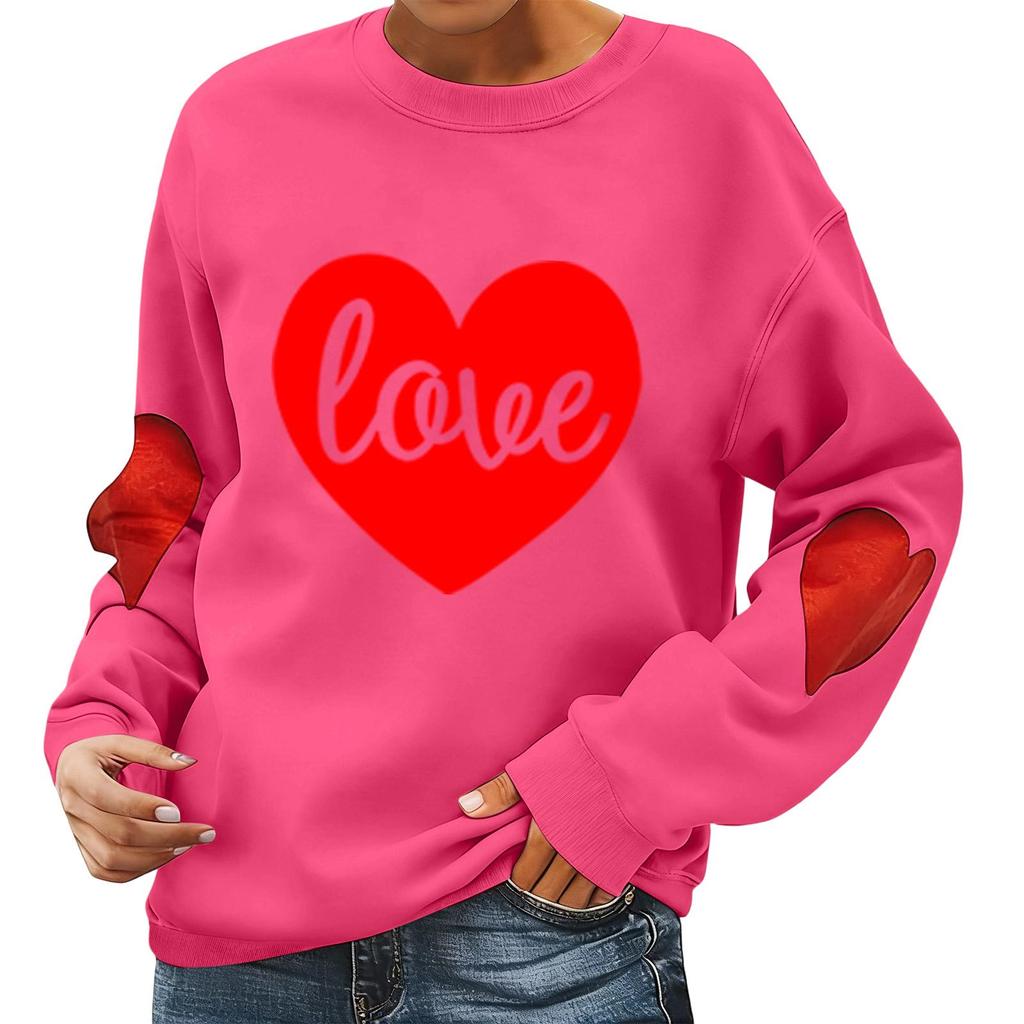 Damen Valentinstag Bedruckter Lässiger Langarm Sport-Hoodie Top
